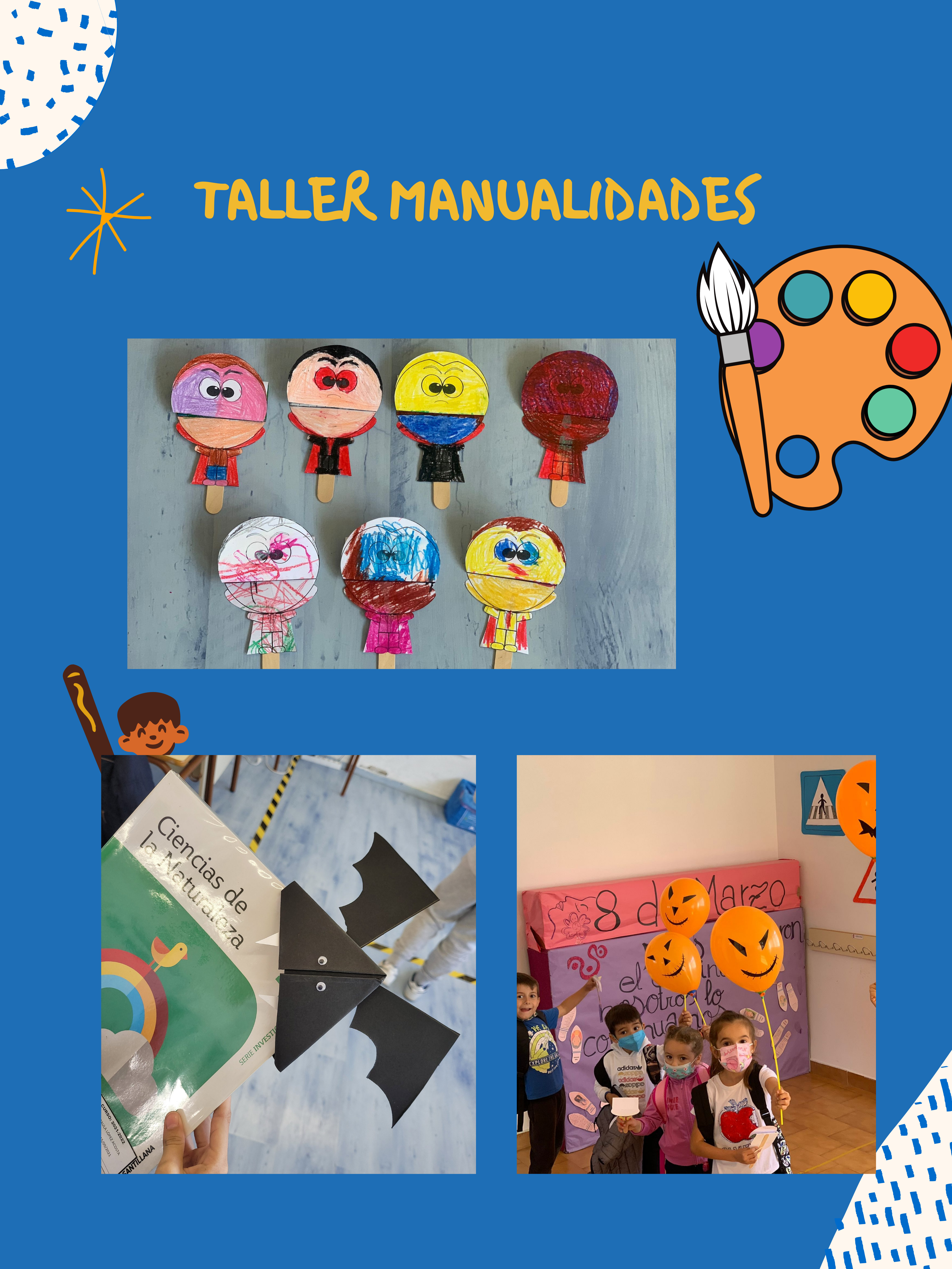 Azul Amarillo Orgánico y Hecho a Mano Anuncios Instituto Vuelta al Colegio Póster 1